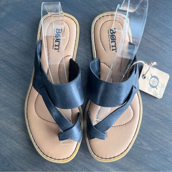 BORN Veda Comfort Strappy Sandal in Black Leather Size 7 NEW - Picture 6 of 14